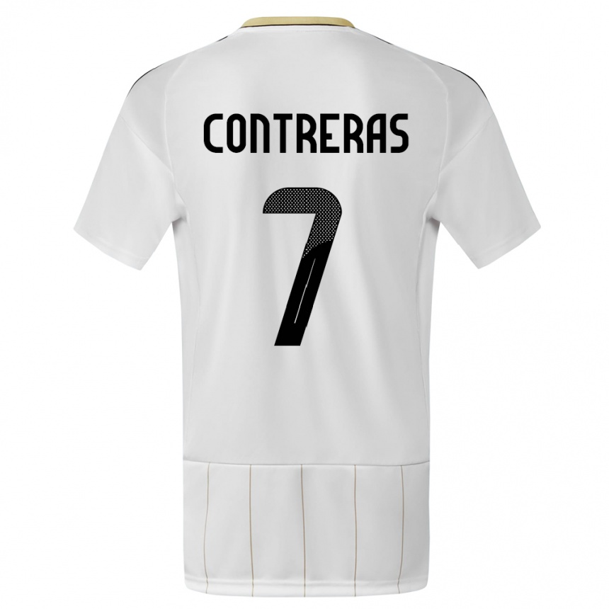 メンズフットボールコスタリカアンソニー・コントレラス#7白アウェイシャツ24-26ジャージーユニフォーム