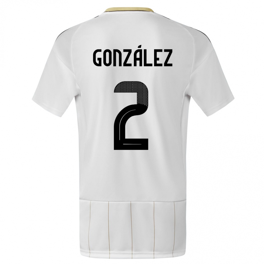 メンズフットボールコスタリカジュリアン・ゴンザレス#2白アウェイシャツ24-26ジャージーユニフォーム