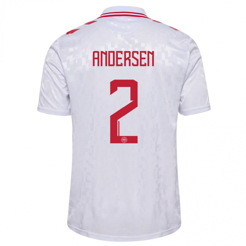 メンズフットボールデンマークヨアキム・アンデルセン#2白アウェイシャツ24-26ジャージーユニフォーム