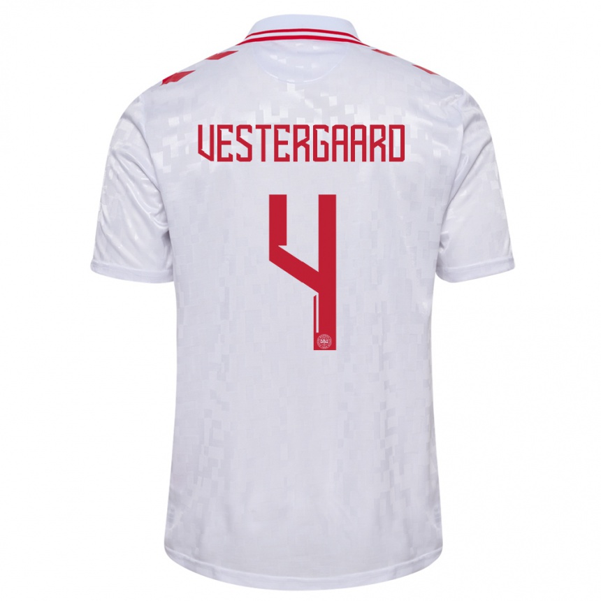 メンズフットボールデンマークヤニク・ヴェスターゴーア#4白アウェイシャツ24-26ジャージーユニフォーム