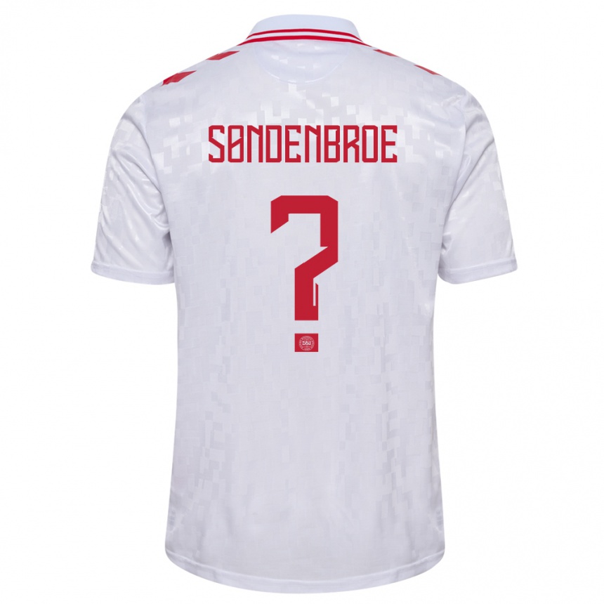 メンズフットボールデンマークアンドレアス・ソンデンブロー#0白アウェイシャツ24-26ジャージーユニフォーム