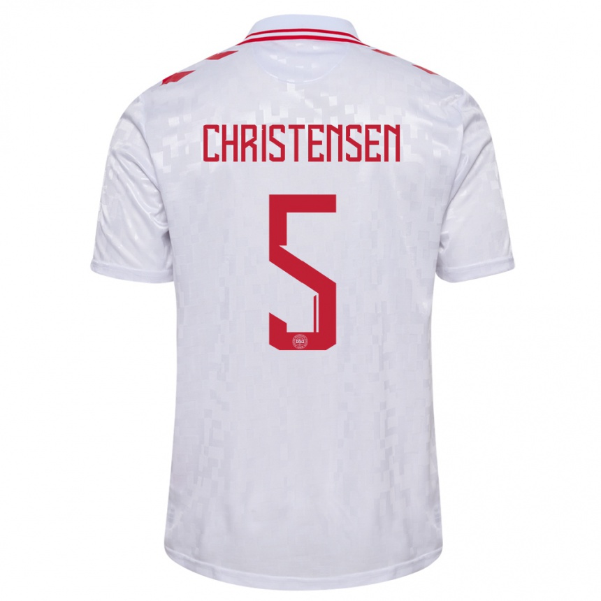 メンズフットボールデンマークアッシュ・クリステンセン#5白アウェイシャツ24-26ジャージーユニフォーム