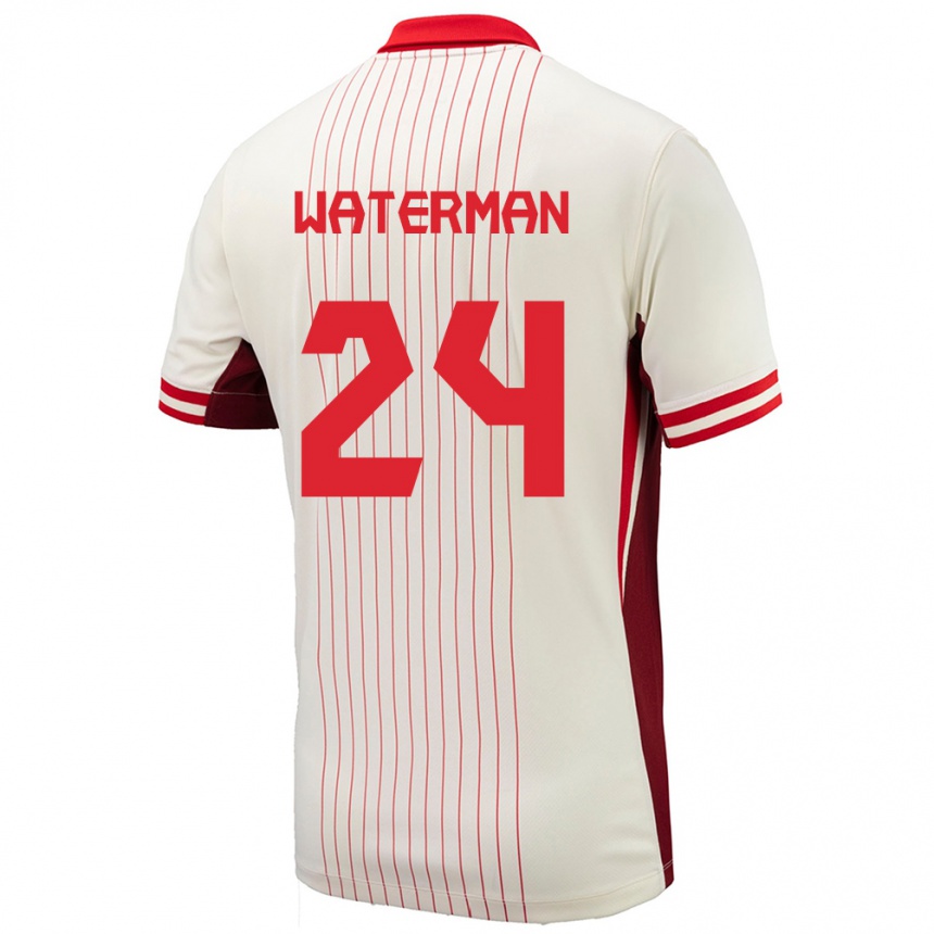 メンズフットボールカナダジョエル・ウォーターマン #24白アウェイシャツ24-26ジャージーユニフォーム