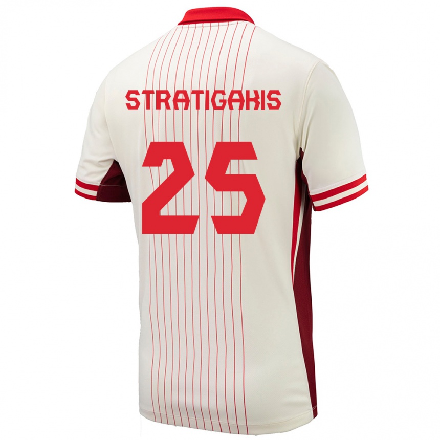 メンズフットボールカナダサラ・ストラティガキス#25白アウェイシャツ24-26ジャージーユニフォーム