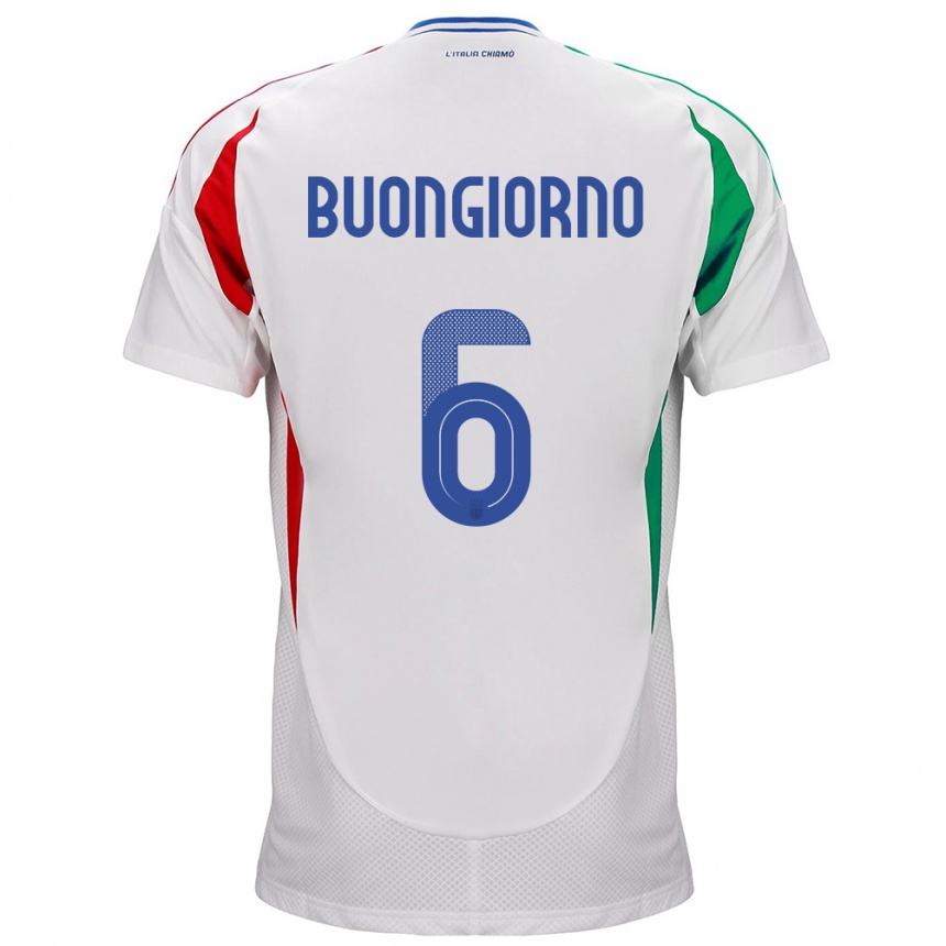 メンズフットボールイタリアアレッサンドロ・ボンジョルノ#6白アウェイシャツ24-26ジャージーユニフォーム