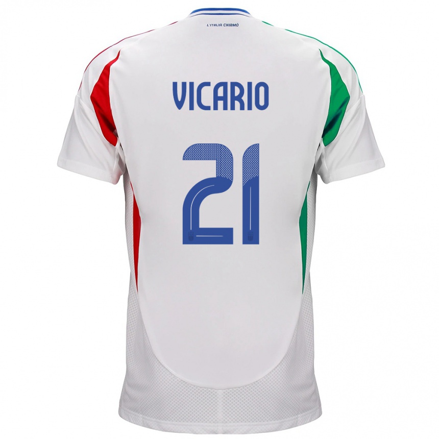 メンズフットボールイタリアグリエルモ・ヴィカーリオ#21白アウェイシャツ24-26ジャージーユニフォーム