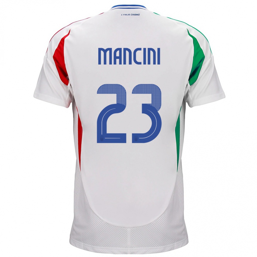 メンズフットボールイタリアジャンルカ・マンチーニ#23白アウェイシャツ24-26ジャージーユニフォーム