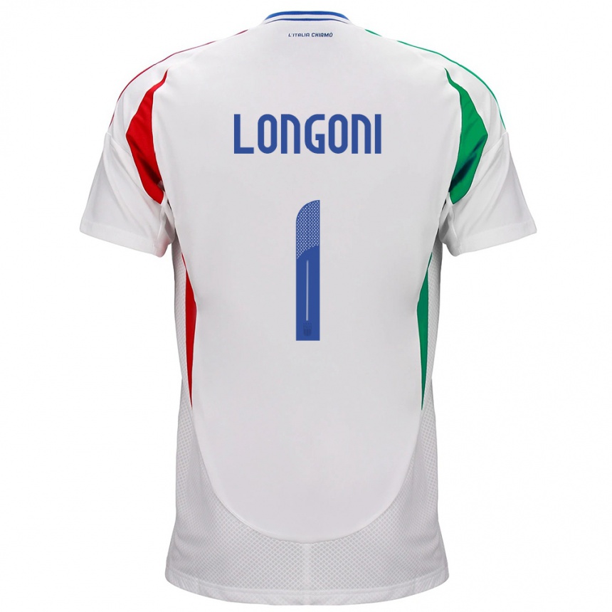 メンズフットボールイタリアAlessandro Longoni#1白アウェイシャツ24-26ジャージーユニフォーム
