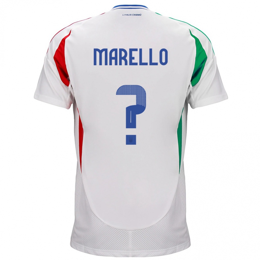 メンズフットボールイタリアMattia Marello#0白アウェイシャツ24-26ジャージーユニフォーム