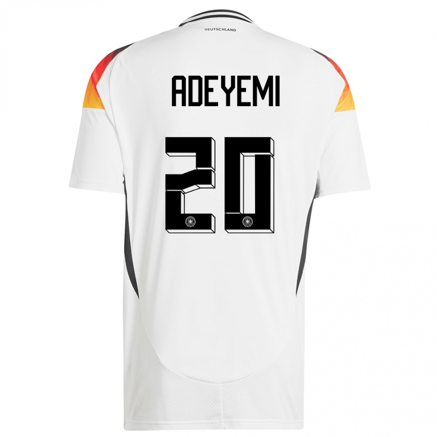レディースフットボールドイツカリム・アデイェミ#20白ホームシャツ24-26ジャージーユニフォーム