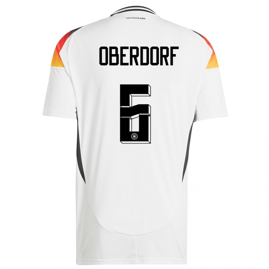 レディースフットボールドイツレナ・オーバードルフ#6白ホームシャツ24-26ジャージーユニフォーム