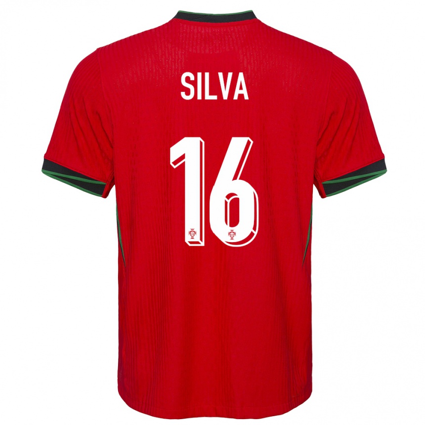 レディースフットボールポルトガルダイアナ・シルバ#16赤ホームシャツ24-26ジャージーユニフォーム