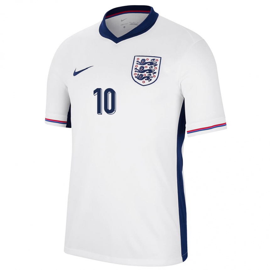 レディースフットボールイングランドジョージ・ホール#10白ホームシャツ24-26ジャージーユニフォーム