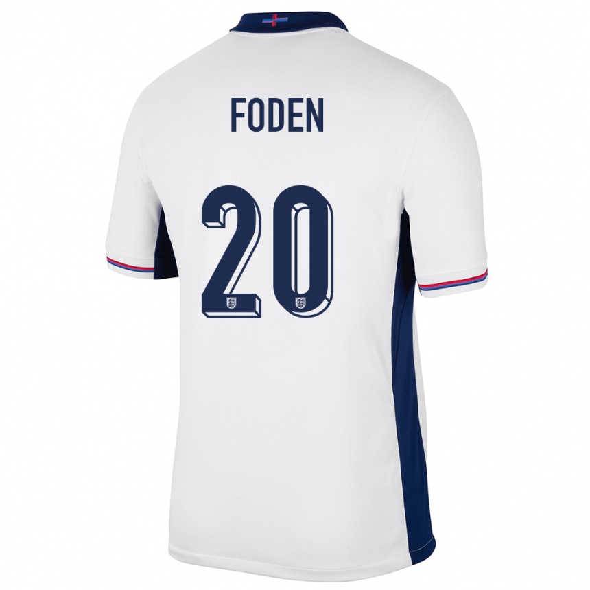 レディースフットボールイングランドフィル・フォーデン#20白ホームシャツ24-26ジャージーユニフォーム