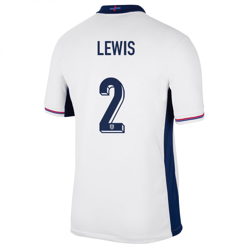 レディースフットボールイングランドリコ・ルイス#2白ホームシャツ24-26ジャージーユニフォーム