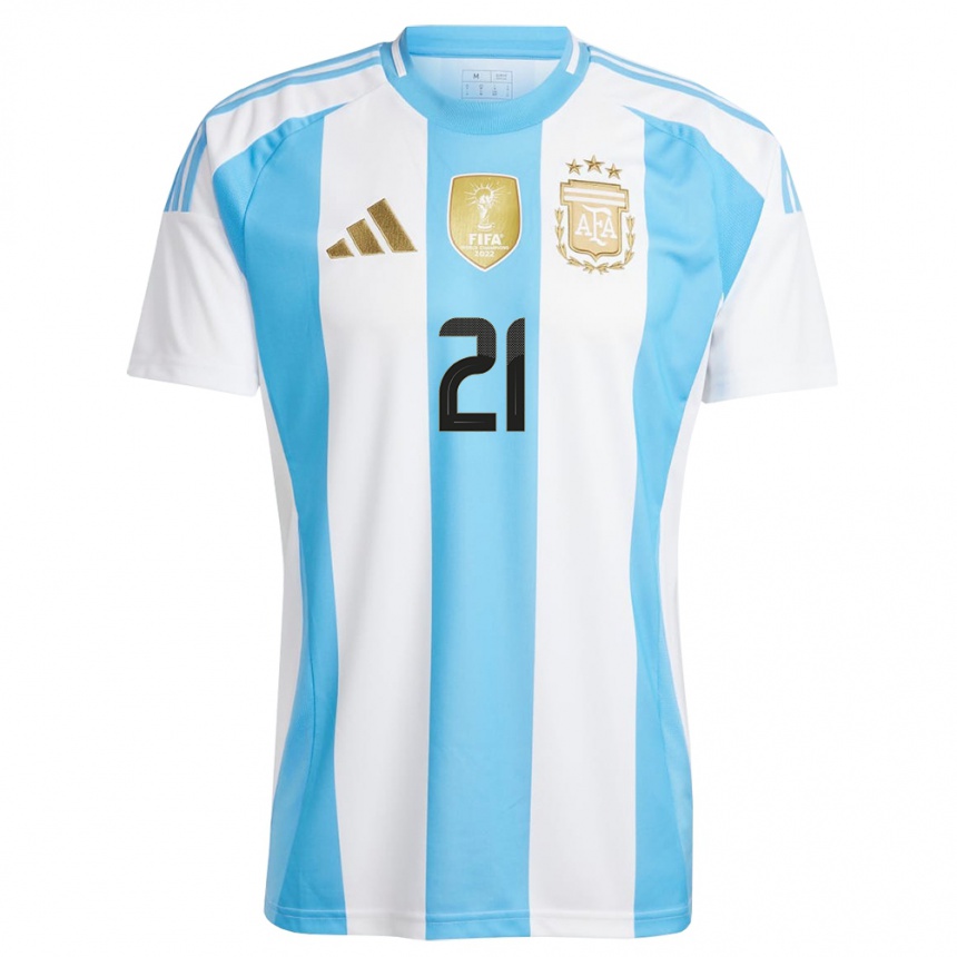 レディースフットボールアルゼンチンナウエル・モリーナ#21白 青ホームシャツ24-26ジャージーユニフォーム