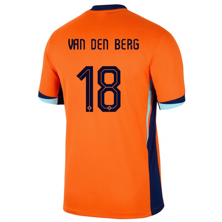 レディースフットボールオランダラブ・ファン・デン・バーグ#18オレンジホームシャツ24-26ジャージーユニフォーム