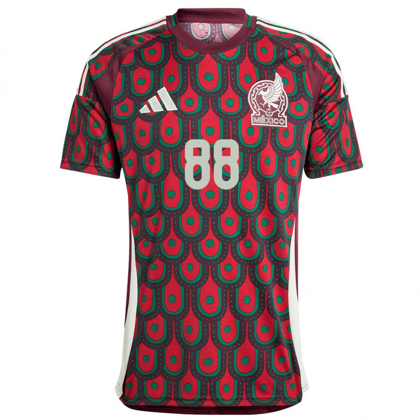 レディースフットボールメキシコマリカルメン・レイエス#88マルーンホームシャツ24-26ジャージーユニフォーム