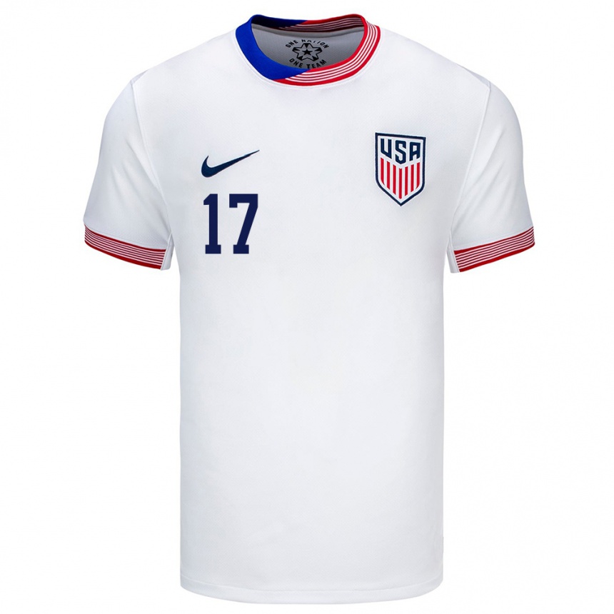 レディースフットボールアメリカ合衆国キーロル・フィゲロア#17白ホームシャツ24-26ジャージーユニフォーム