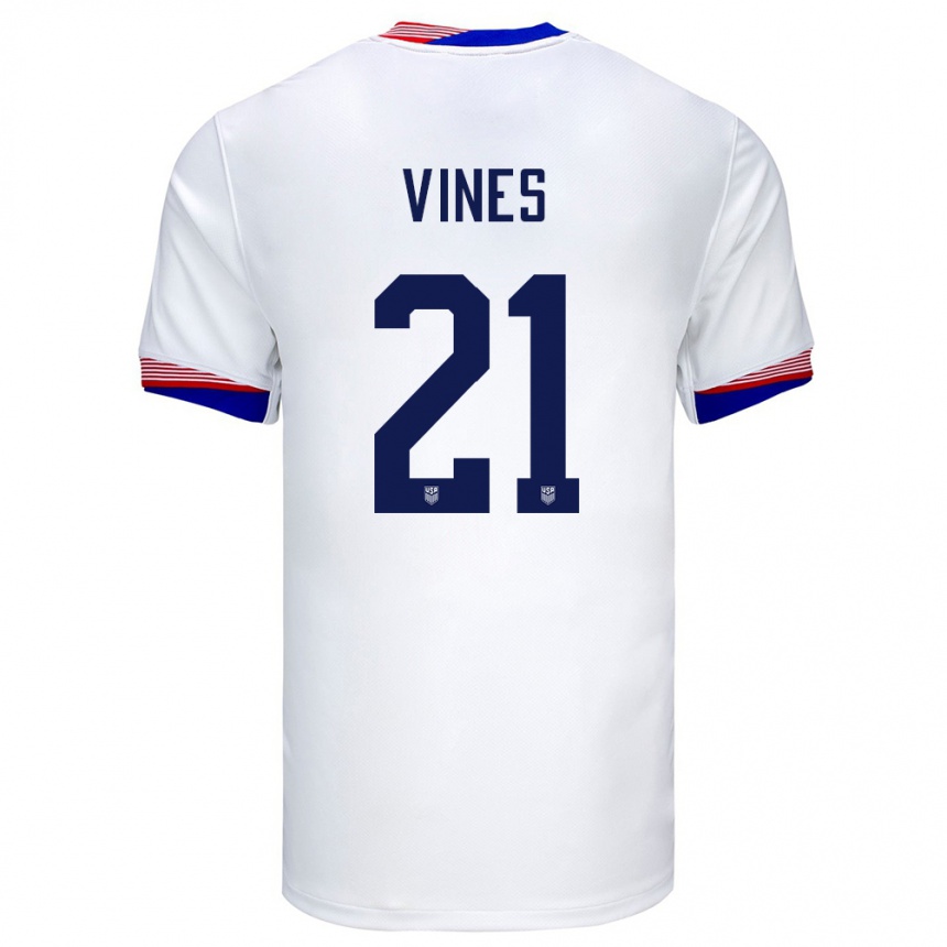 レディースフットボールアメリカ合衆国サム・ヴァインズ#21白ホームシャツ24-26ジャージーユニフォーム