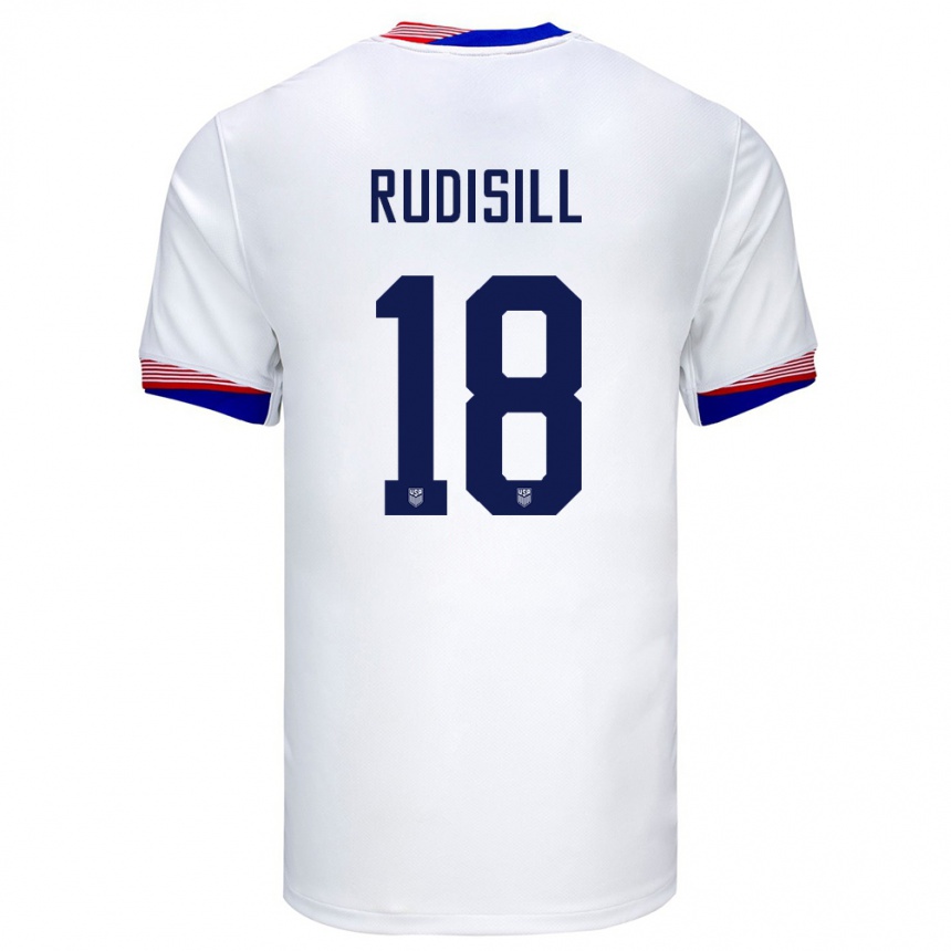 レディースフットボールアメリカ合衆国パウロ・ルディシル#18白ホームシャツ24-26ジャージーユニフォーム