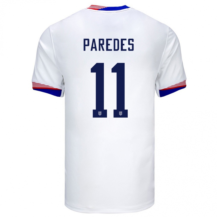 レディースフットボールアメリカ合衆国ケヴィン・パレデス#11白ホームシャツ24-26ジャージーユニフォーム