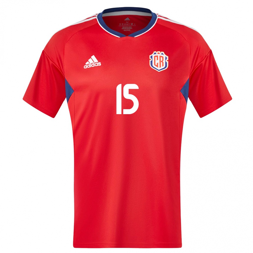 レディースフットボールコスタリカフランシスコ・カルボ#15赤ホームシャツ24-26ジャージーユニフォーム