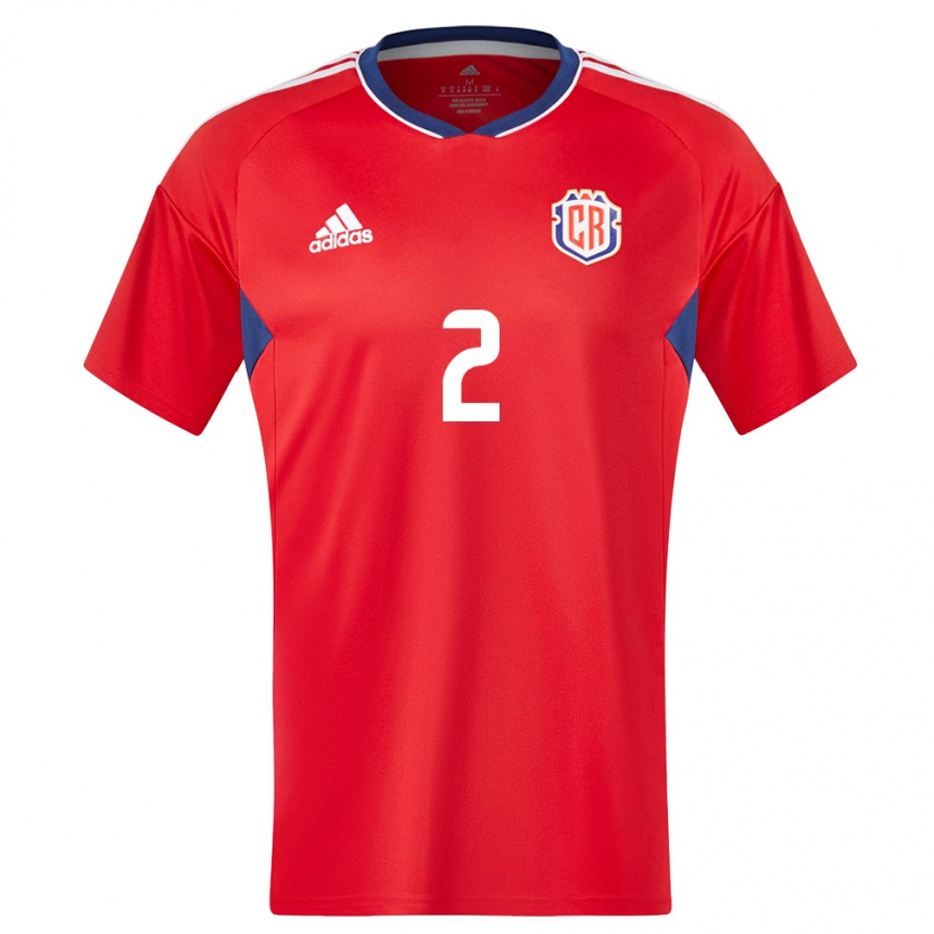 レディースフットボールコスタリカジュリアン・ゴンザレス#2赤ホームシャツ24-26ジャージーユニフォーム