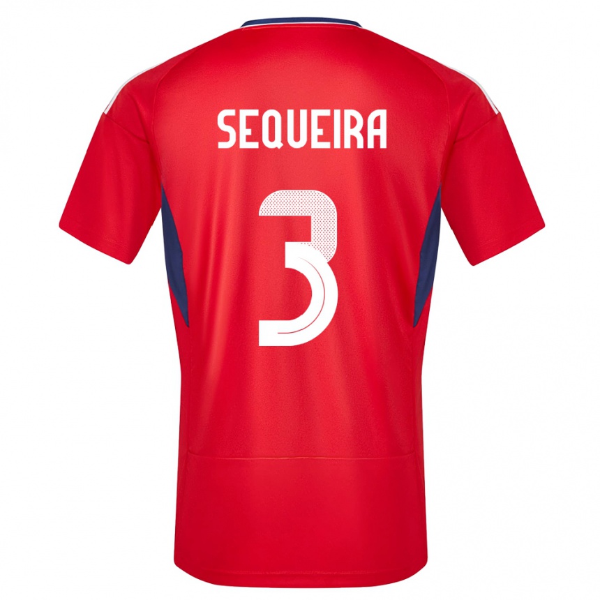 レディースフットボールコスタリカダグラス・セケイラ#3赤ホームシャツ24-26ジャージーユニフォーム