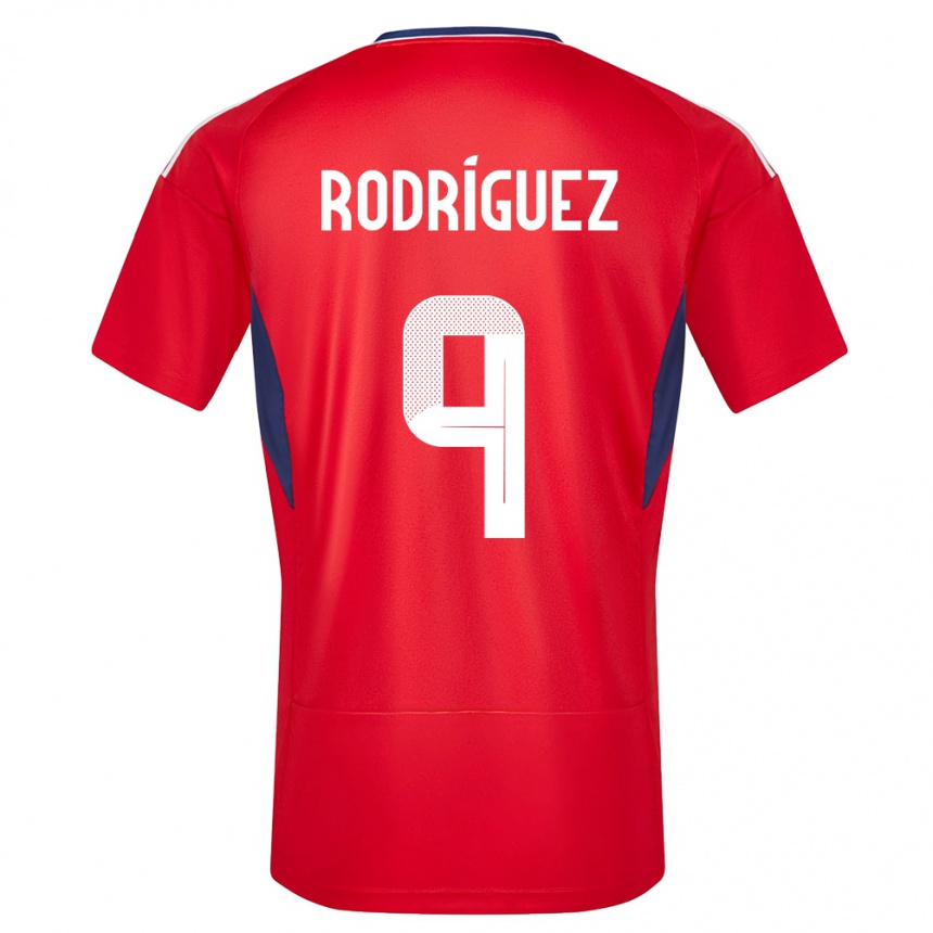 レディースフットボールコスタリカドリアン・ロドリゲス#9赤ホームシャツ24-26ジャージーユニフォーム