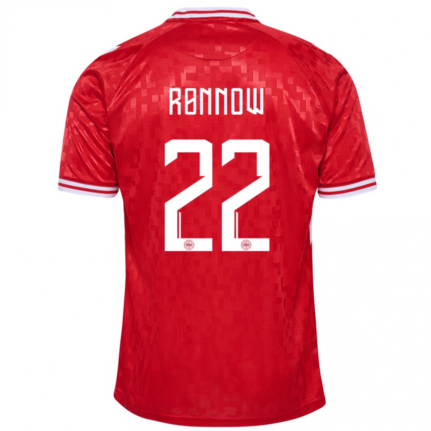 レディースフットボールデンマークフレデリク・レノウ#22赤ホームシャツ24-26ジャージーユニフォーム
