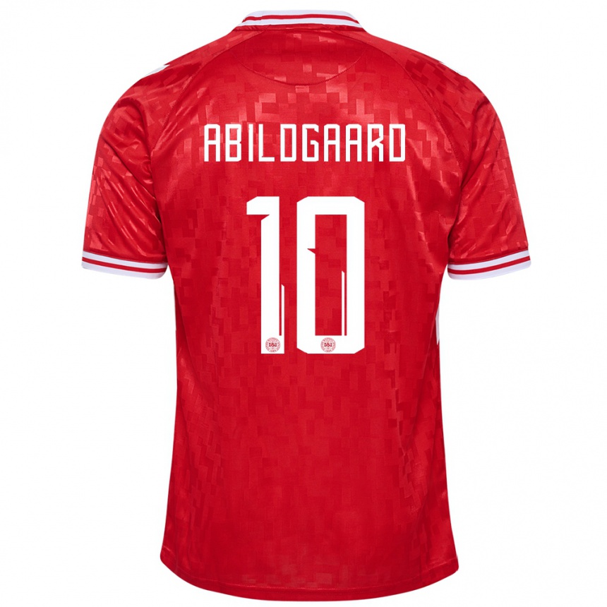 レディースフットボールデンマークラッセ・アビルドガード#10赤ホームシャツ24-26ジャージーユニフォーム
