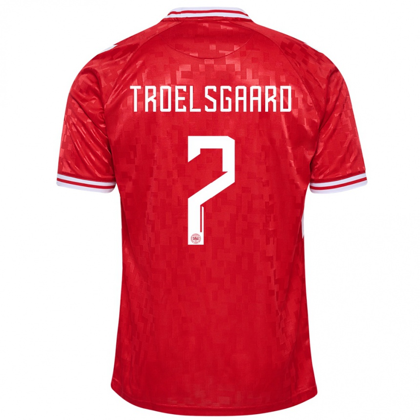 レディースフットボールデンマークサンネ・トロルスガード#7赤ホームシャツ24-26ジャージーユニフォーム