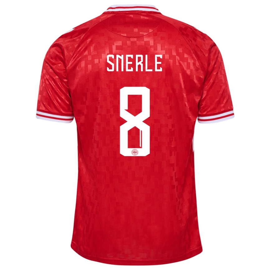 レディースフットボールデンマークエマ・スネル#8赤ホームシャツ24-26ジャージーユニフォーム