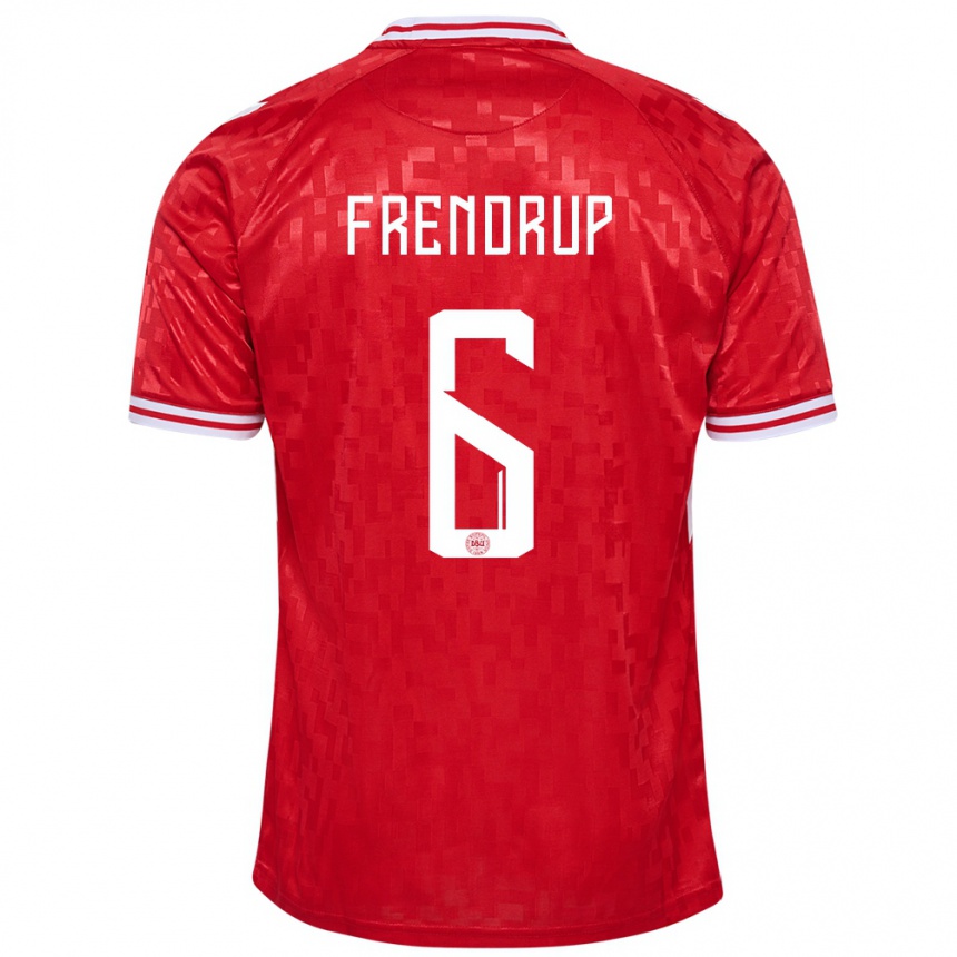 レディースフットボールデンマークモルテン・フレンドルップ#6赤ホームシャツ24-26ジャージーユニフォーム