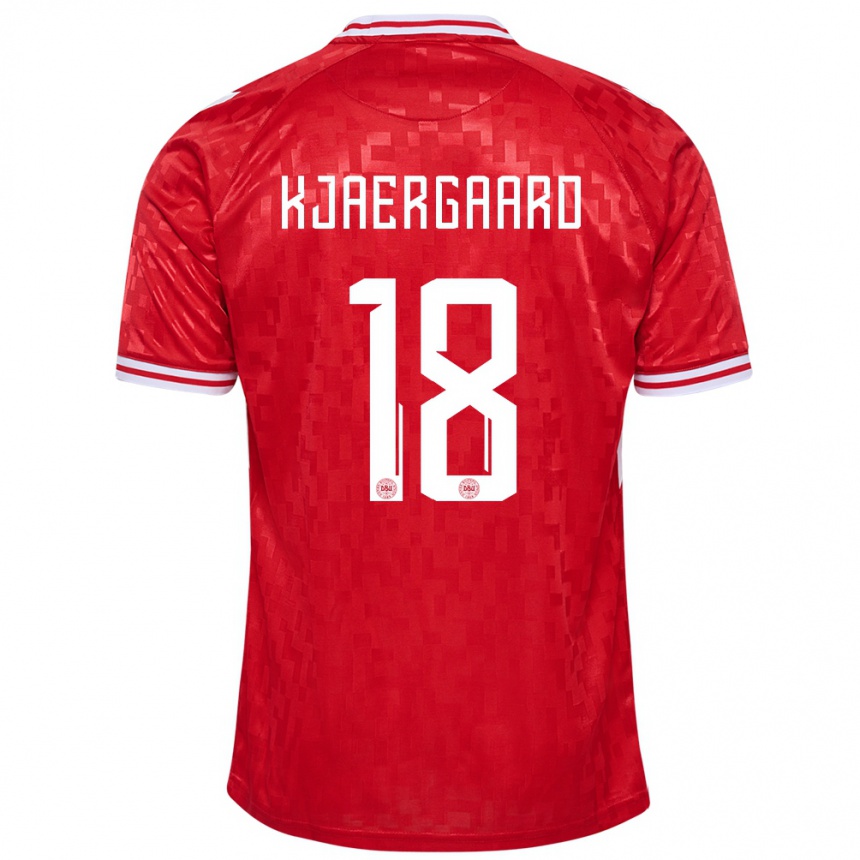 レディースフットボールデンマークモウリツ・ケアゴー#18赤ホームシャツ24-26ジャージーユニフォーム