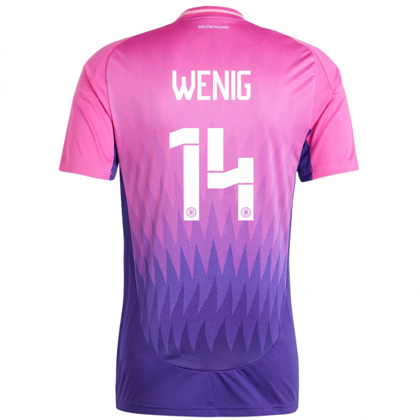 レディースフットボールドイツマルセル・ヴェーニヒ#14ピンクパープルアウェイシャツ24-26ジャージーユニフォーム