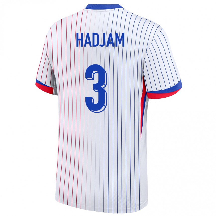レディースフットボールフランスジャウエン・ハジャム#3白アウェイシャツ24-26ジャージーユニフォーム
