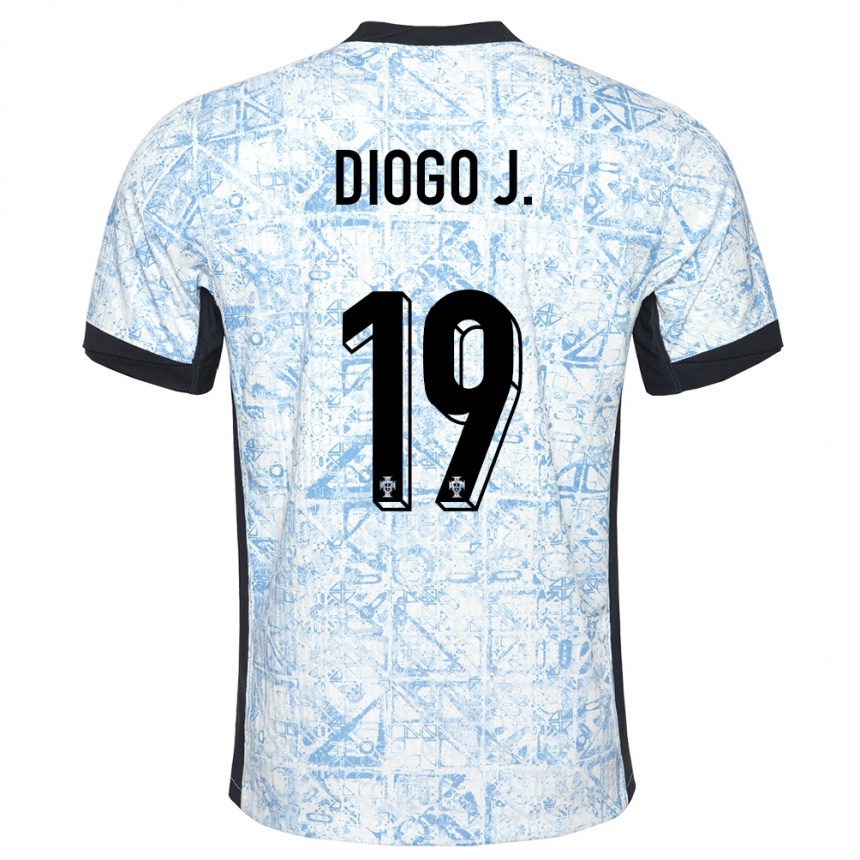 レディースフットボールポルトガルディオゴ・ジョッタ#19クリームブルーアウェイシャツ24-26ジャージーユニフォーム