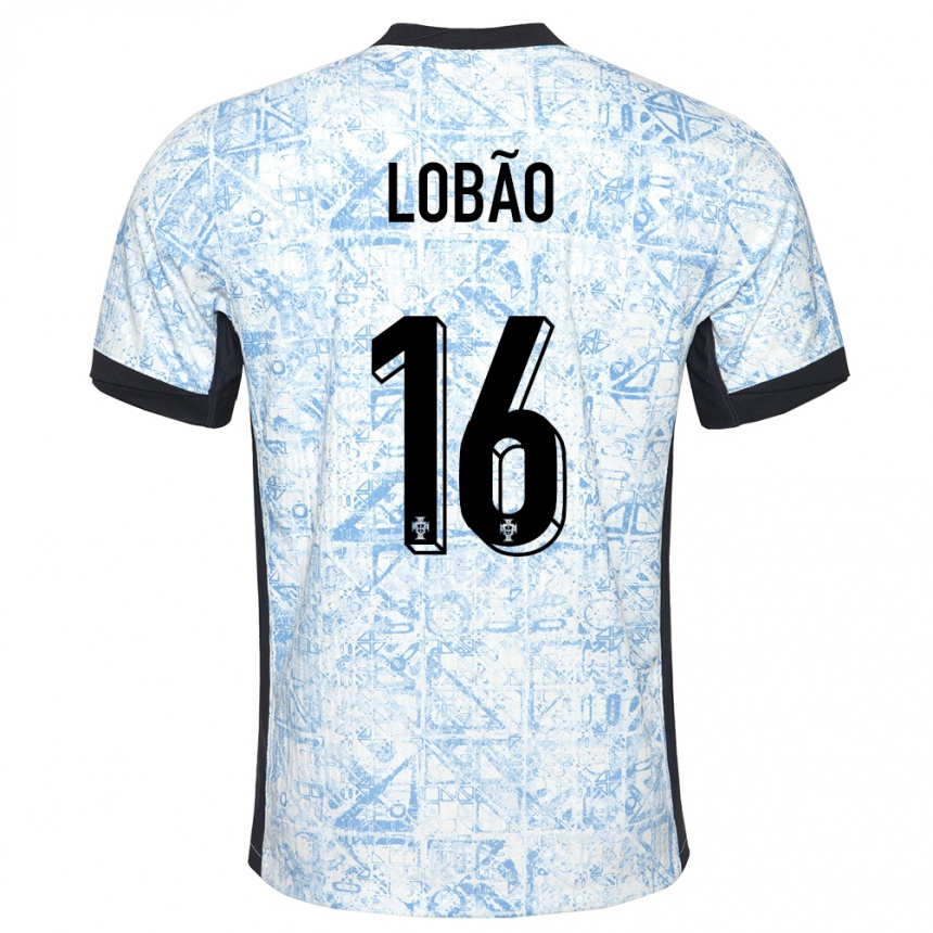 レディースフットボールポルトガルディオゴ・ロバオ#16クリームブルーアウェイシャツ24-26ジャージーユニフォーム