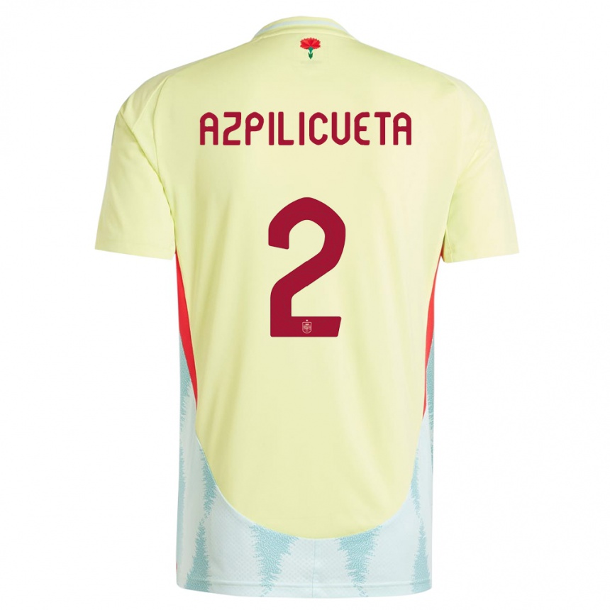 レディースフットボールスペインセサル・アスピリクエタ#2黄アウェイシャツ24-26ジャージーユニフォーム