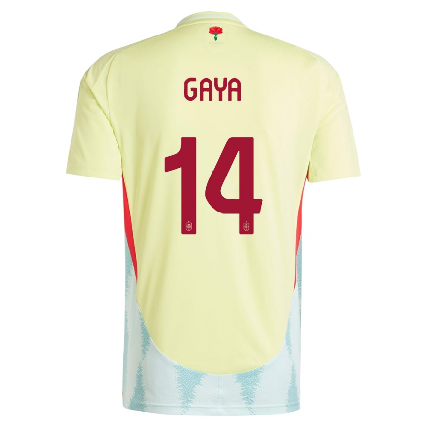 レディースフットボールスペインホセ・ルイス・ガヤ #14黄アウェイシャツ24-26ジャージーユニフォーム