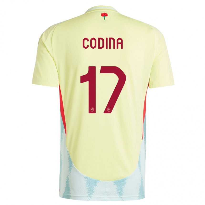 レディースフットボールスペインライア・コディーナ#17黄アウェイシャツ24-26ジャージーユニフォーム