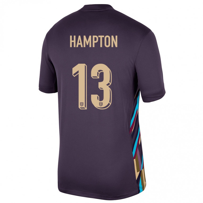 レディースフットボールイングランドハンナ・ハンプトン#13ダークレーズンアウェイシャツ24-26ジャージーユニフォーム