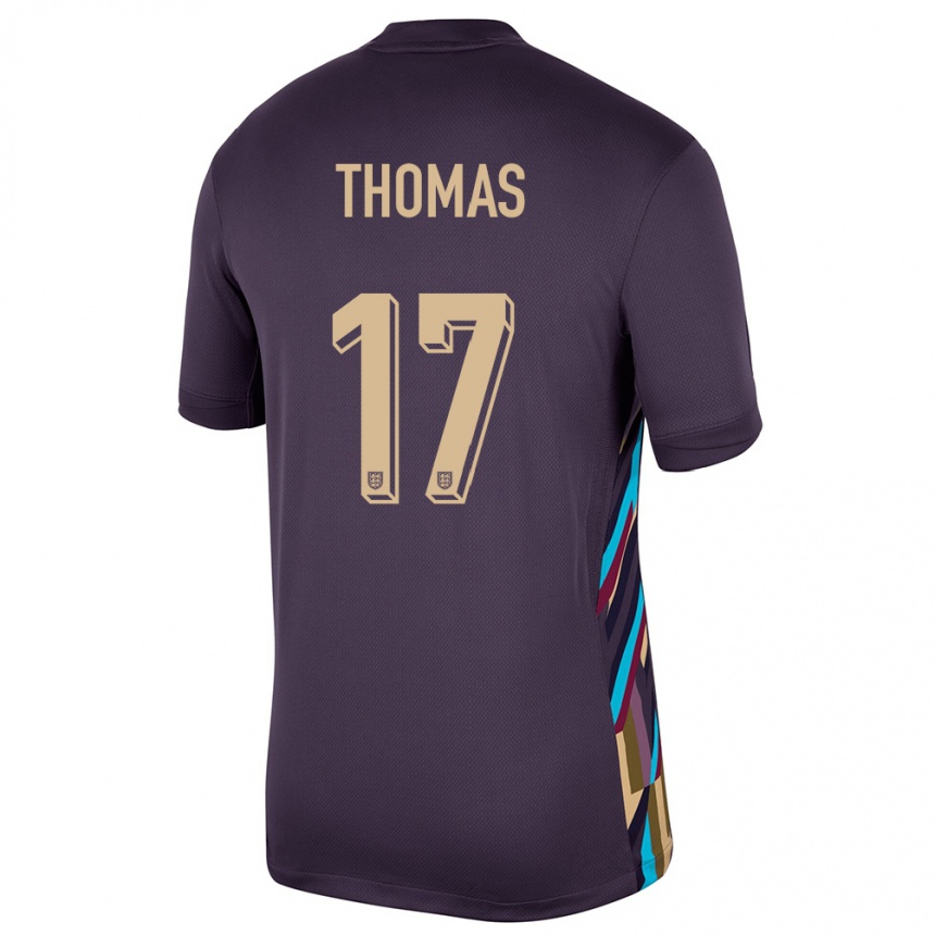 レディースフットボールイングランドルーク・トーマス#17ダークレーズンアウェイシャツ24-26ジャージーユニフォーム