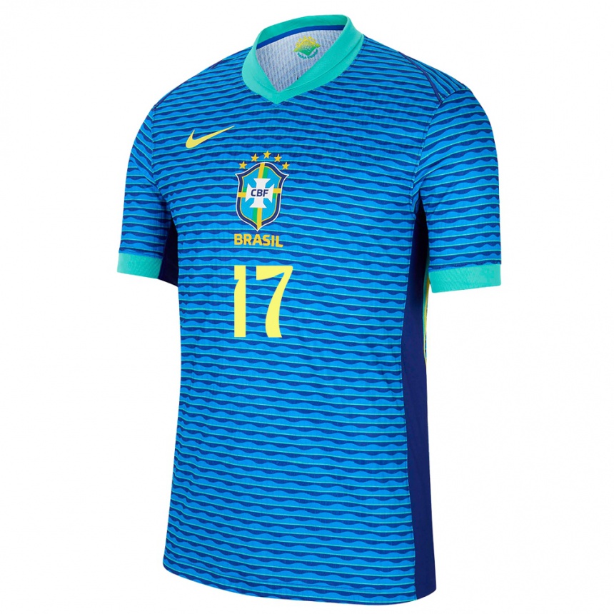 レディースフットボールブラジルアリ・ボルジェス#17青アウェイシャツ24-26ジャージーユニフォーム