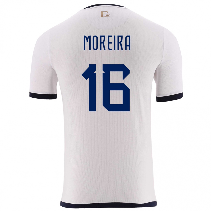 レディースフットボールエクアドルリジア・モレイラ#16白アウェイシャツ24-26ジャージーユニフォーム