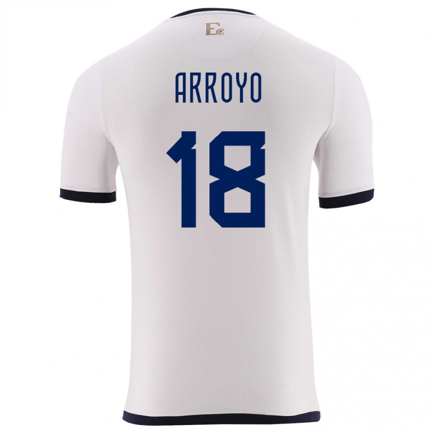 レディースフットボールエクアドルジャン・アロヨ#18白アウェイシャツ24-26ジャージーユニフォーム