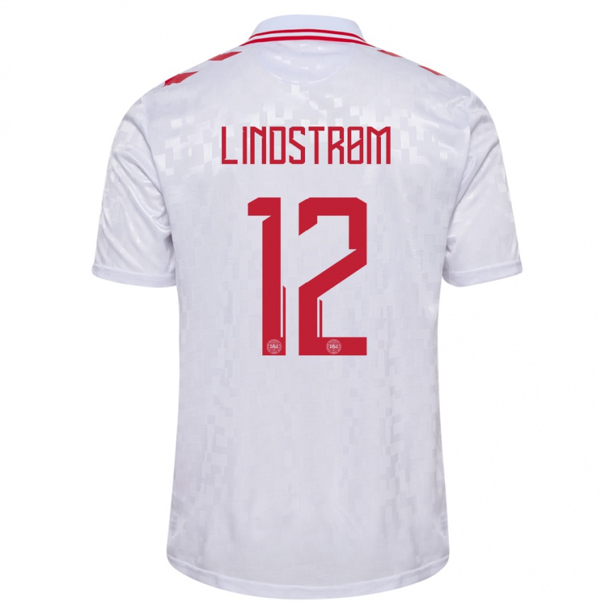 レディースフットボールデンマークイェスパー・リンドストロム #12白アウェイシャツ24-26ジャージーユニフォーム