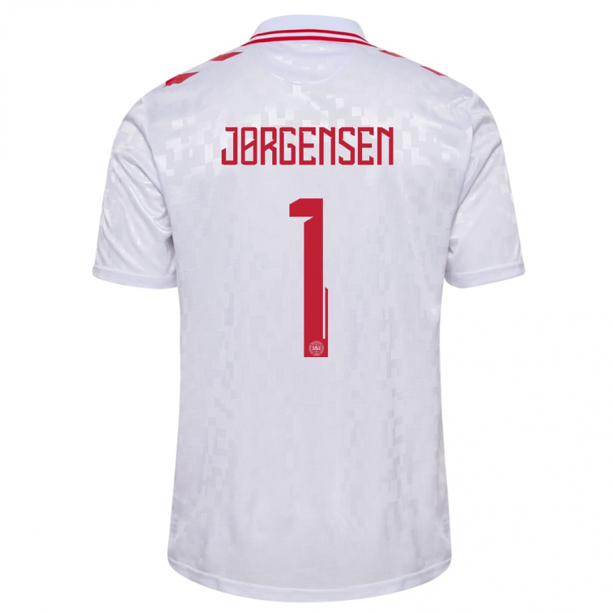 レディースフットボールデンマークフィリップ・ヨルゲンセン#1白アウェイシャツ24-26ジャージーユニフォーム